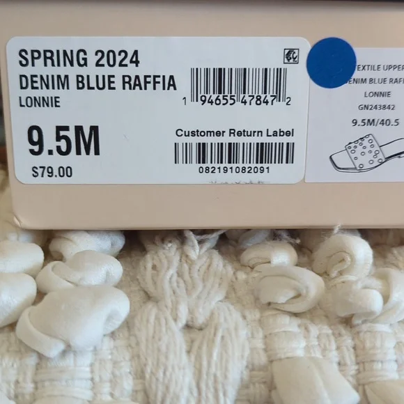 BCBGeneration Denim/Raffia Pearl Sandals 9.5 NWT - Picture 6 of 6